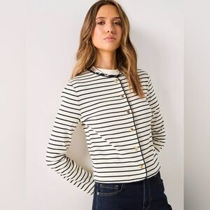 Mango Cream and Black Striped Button-Down Cardigan size S